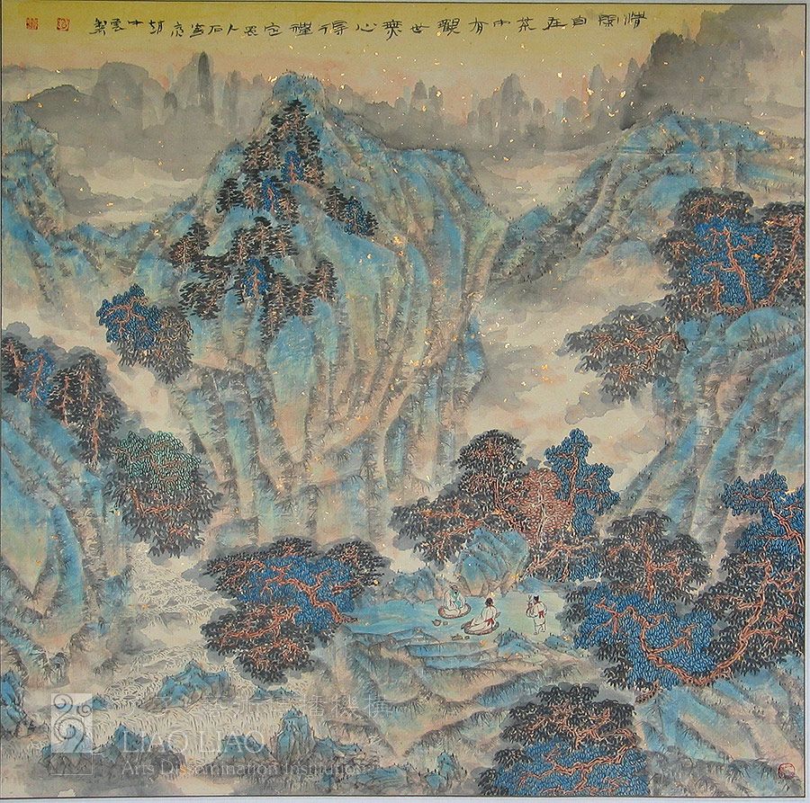 四尺斗2  《情闲自在茶中有》  69×69cm