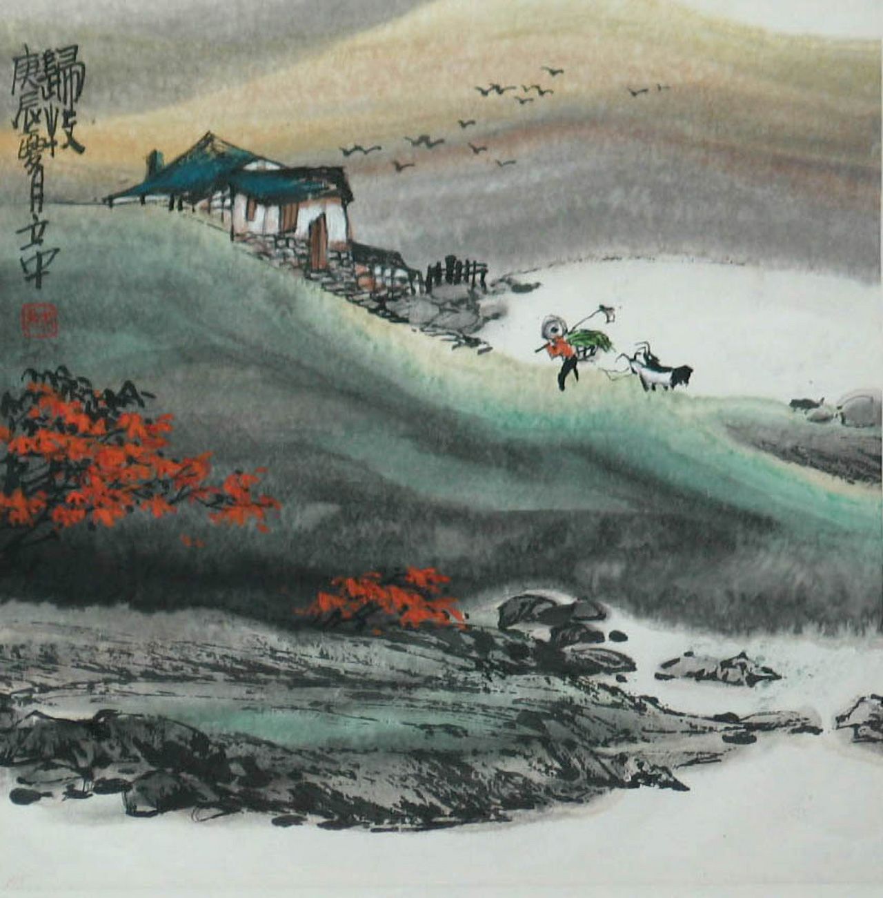 四尺斗3《归牧》68×68cm2004年