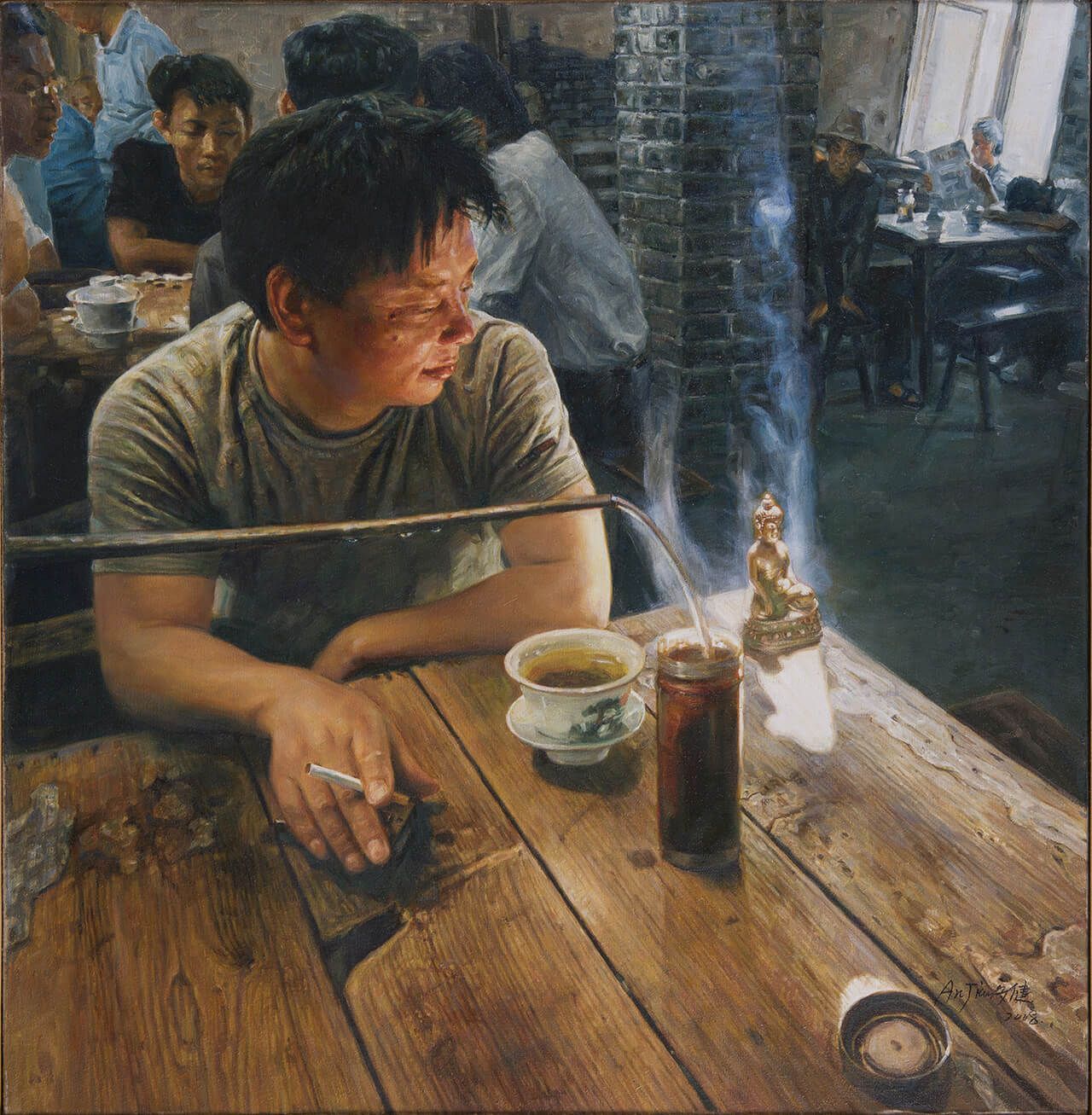 12《茶馆系列—福光》63×60.5cm布面油画2008年