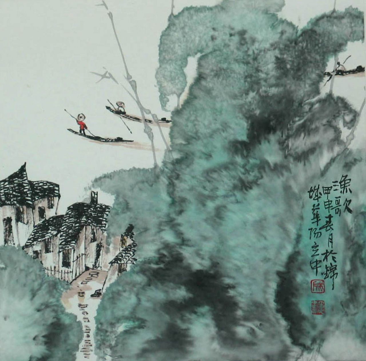 四尺斗10《渔歌》68×68cm2004年