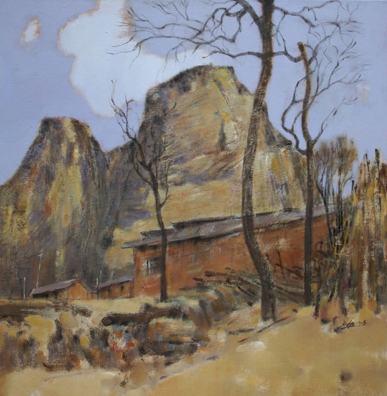 12《风景-35太行写生之四》50×50cm纸板油画2013年