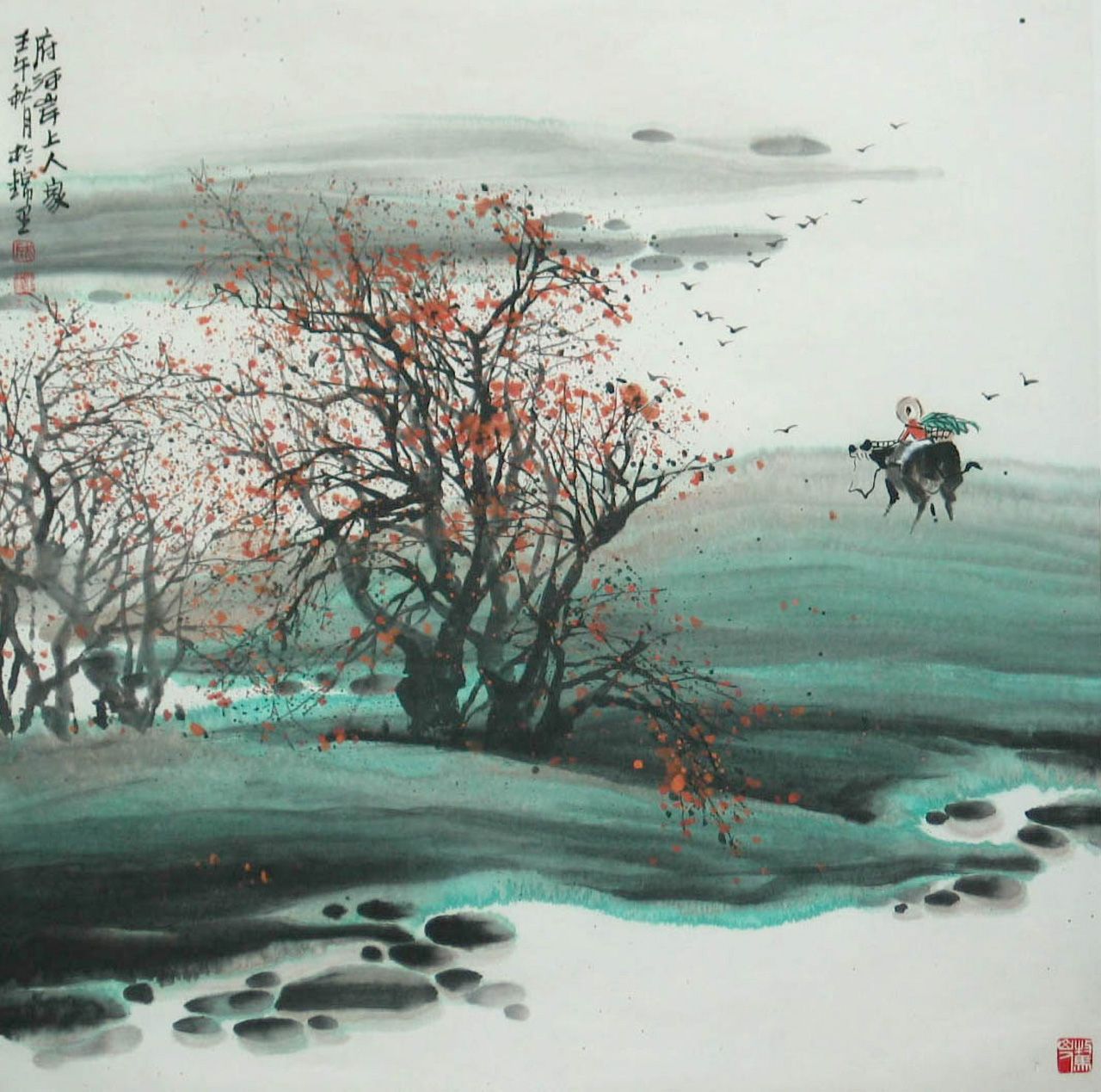 四尺斗2《府河岸上人家》68×68cm2004年