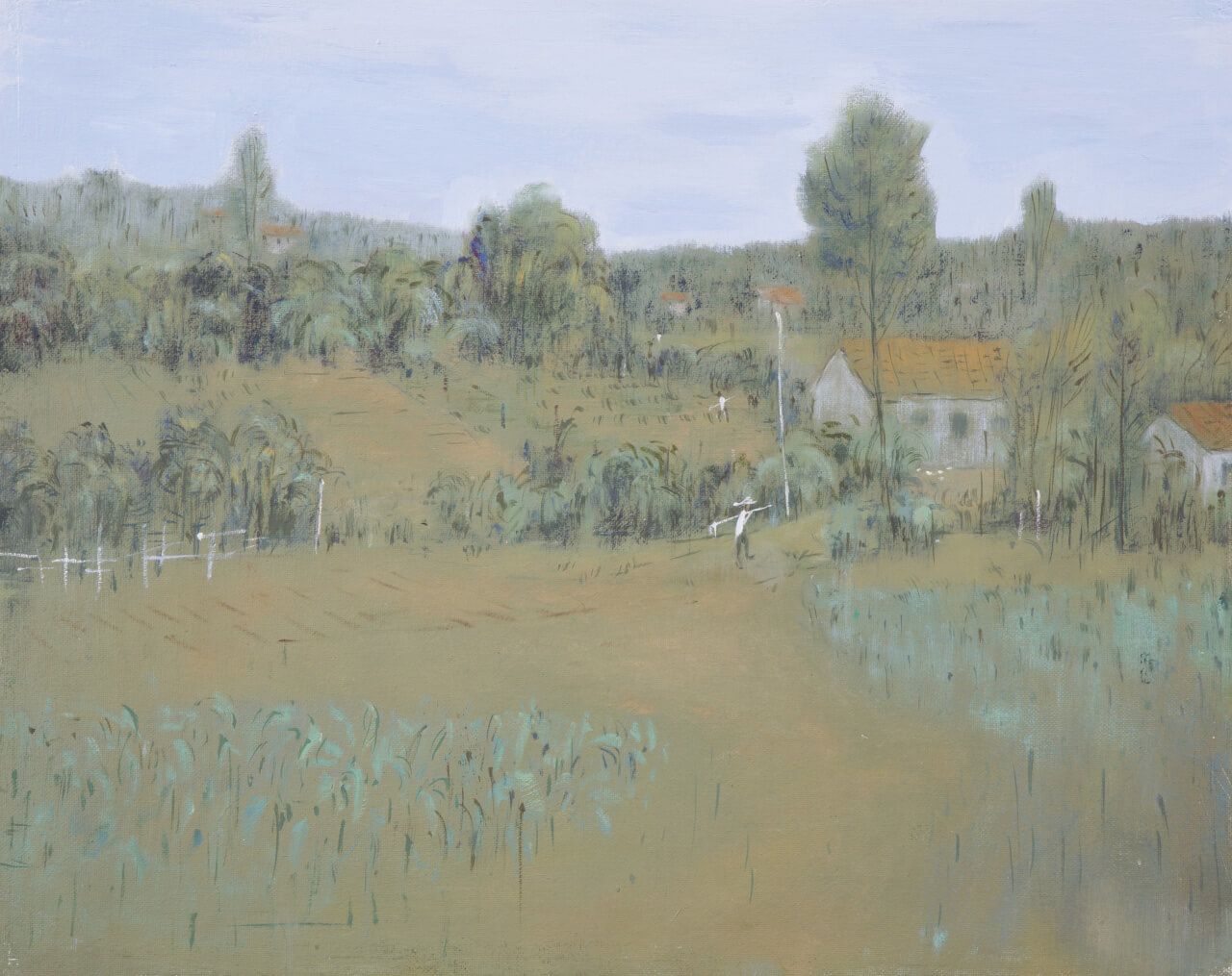 3《田园系列-1风景一》50×40cm纸板油画2008年