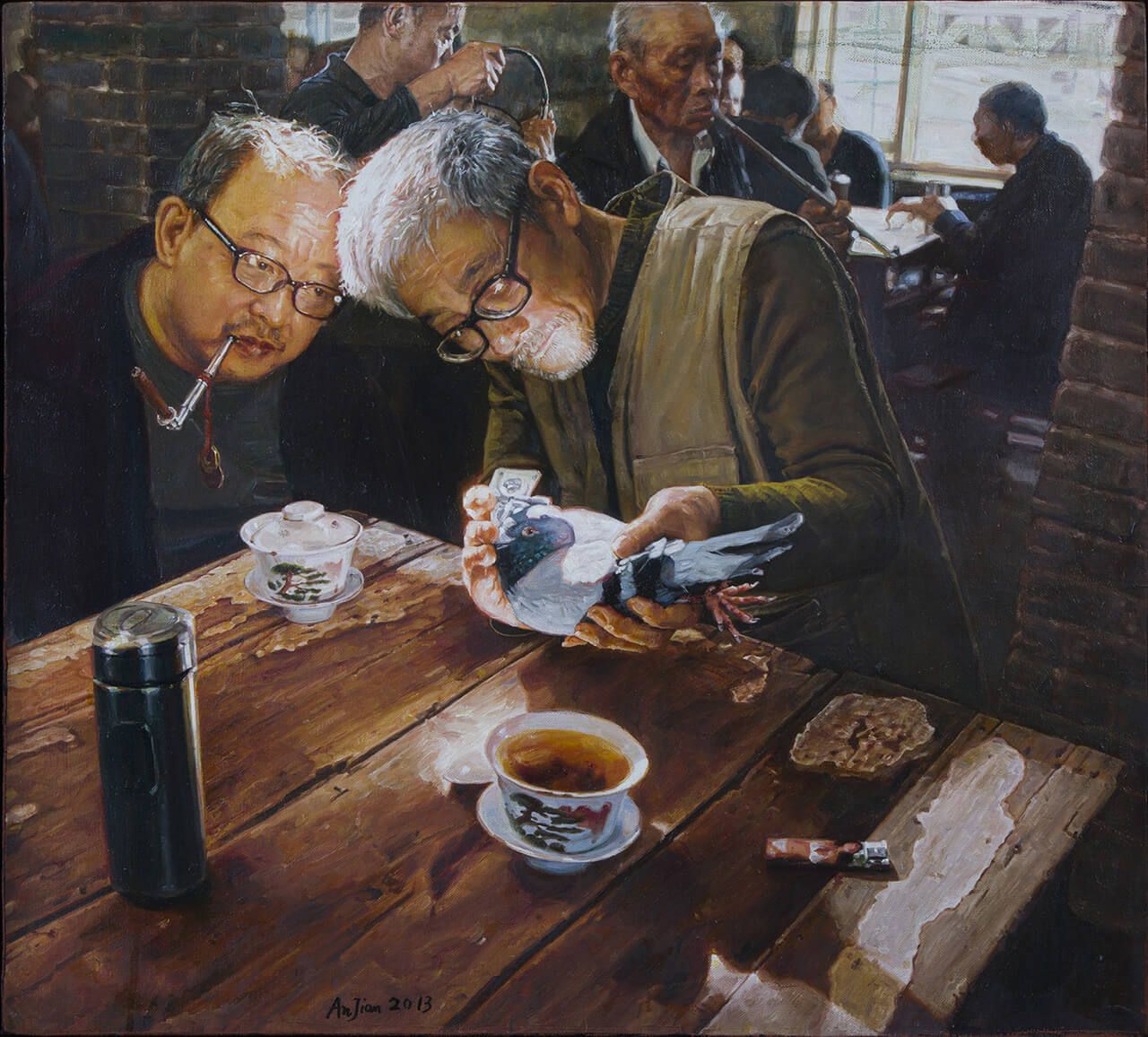 19《茶馆系列》59.5×53.5cm布面油画2013年