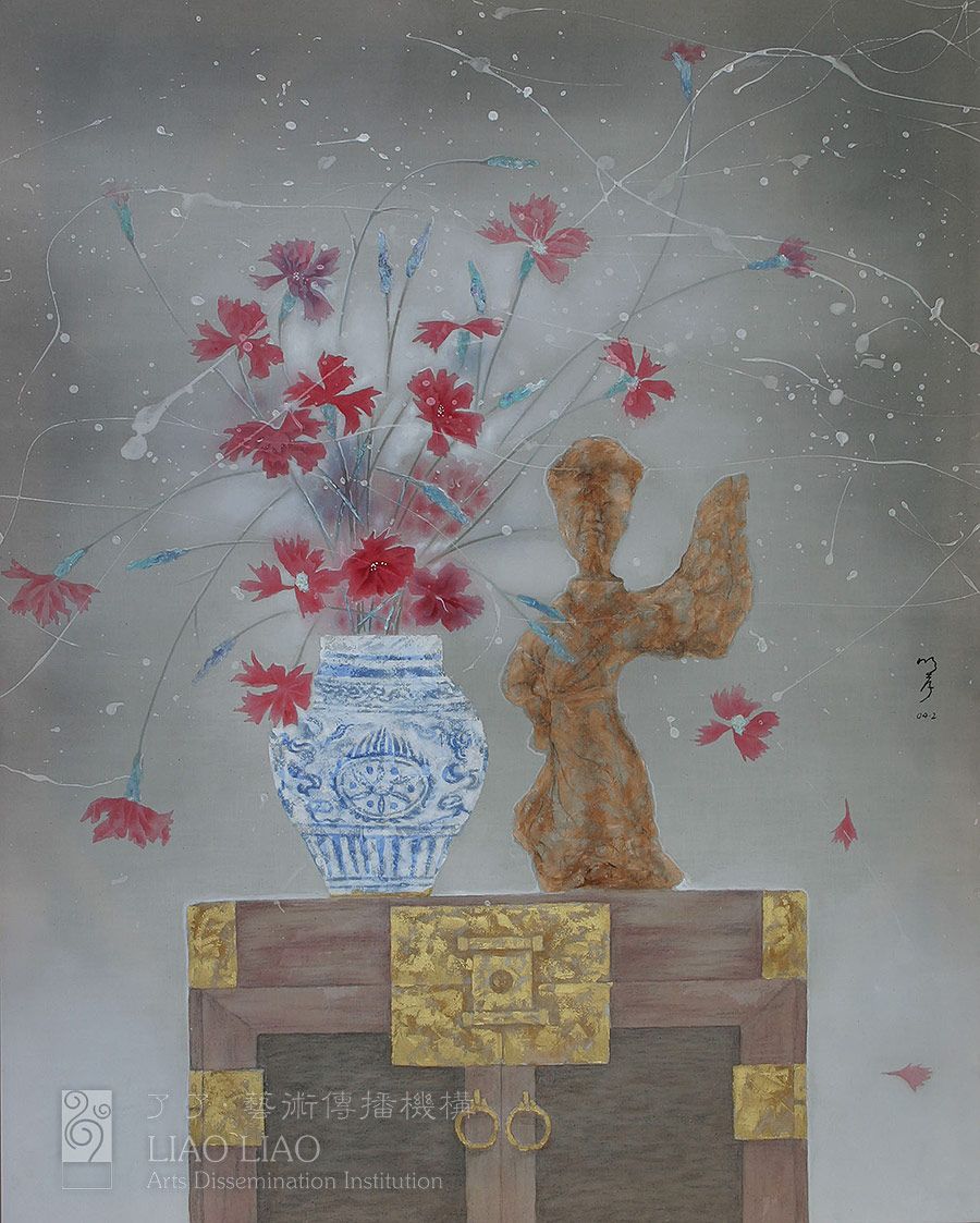 21  《瓶花.俑》  80×100cm