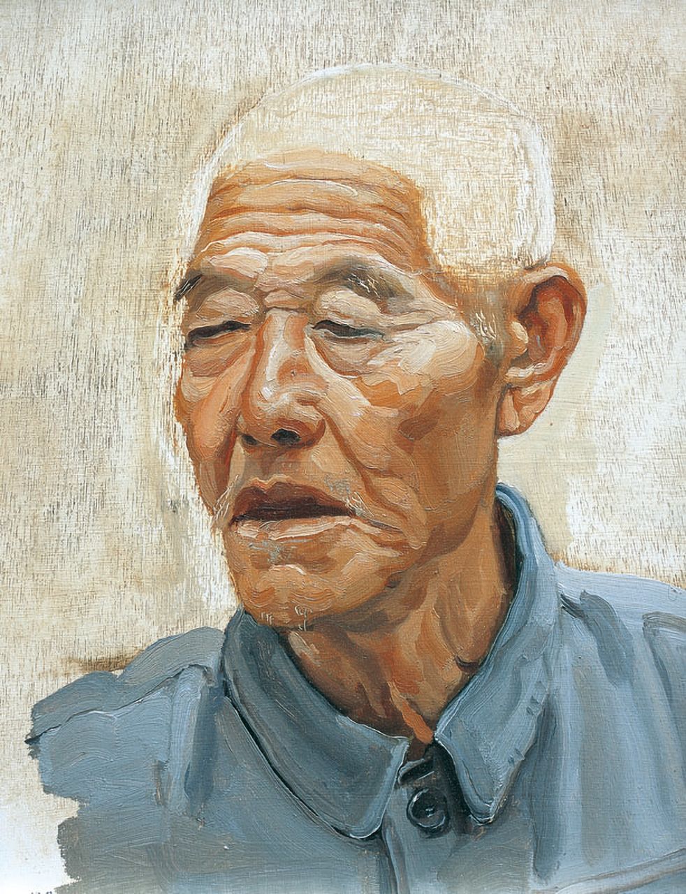 《怀柔老农》24×34cm布面油画2004年