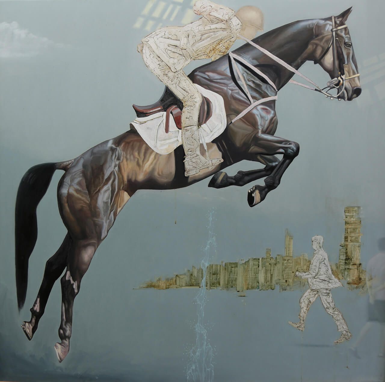 《飞跃图标》150×150cm布面油画2007年