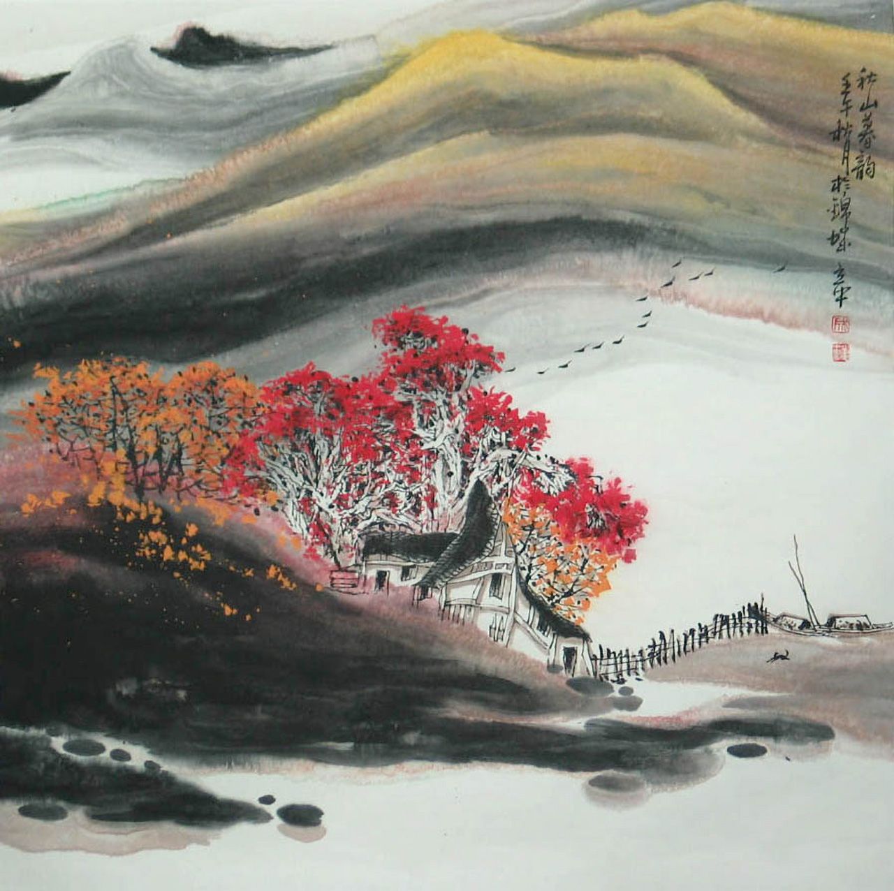 四尺斗6《秋山暮韵》68×68cm2004年