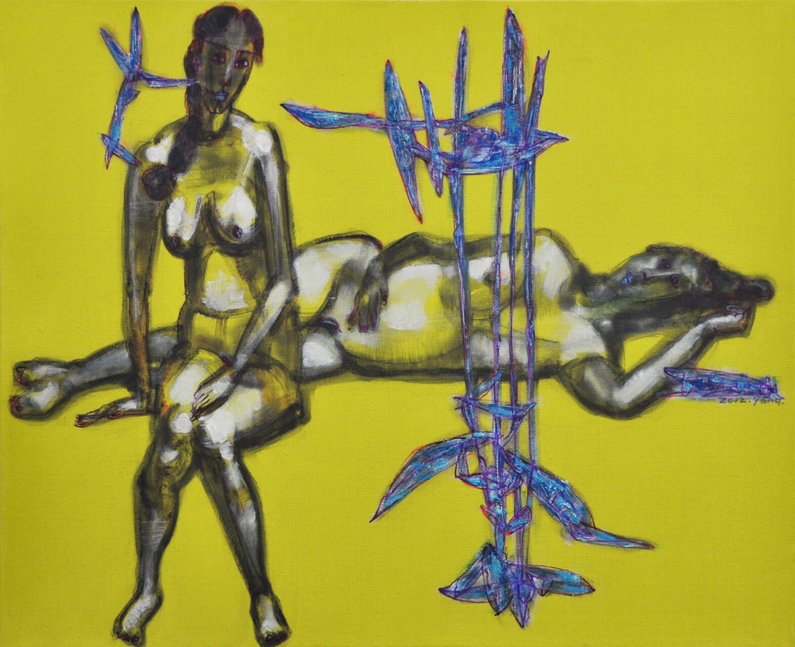 20《无题》80×65cm纸板油画2012年