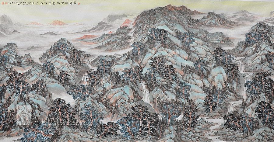 四尺15  《玉嶺祥云存万里，江山生大德》  137×69cm