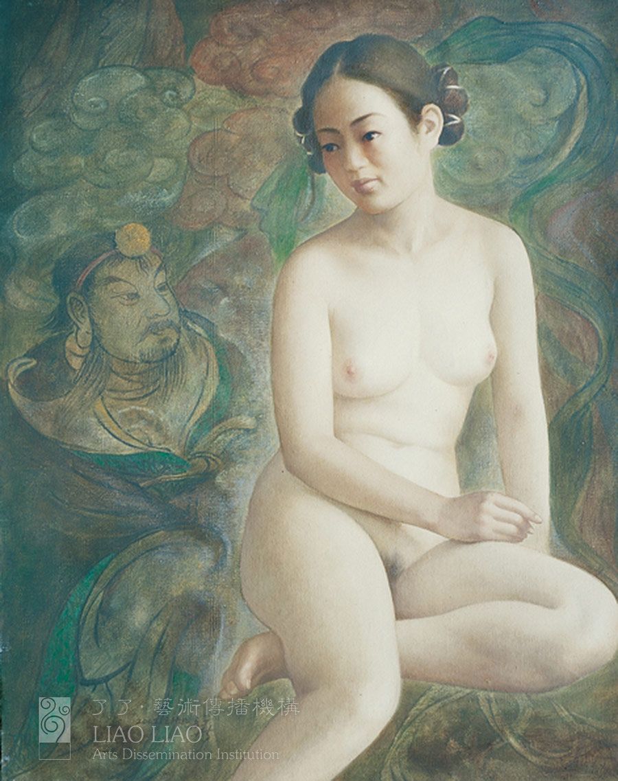 37  《有壁画的女人体》  72.5×91cm