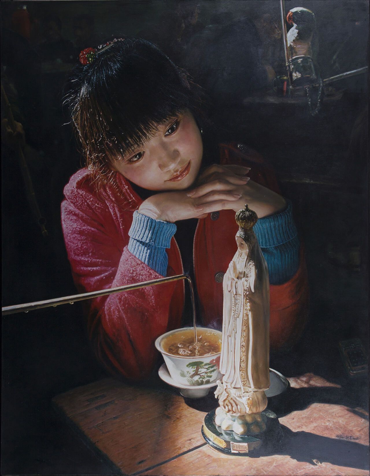 9.《茶馆系列—白色圣母》156×200cm布面油画2008年