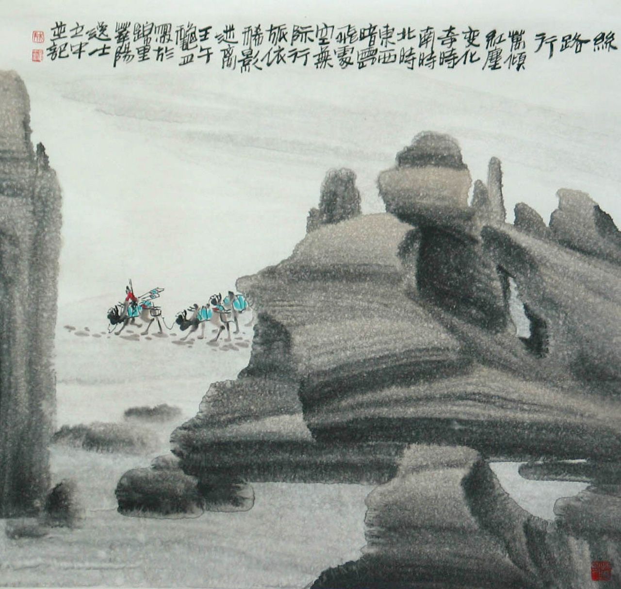 四尺斗8《丝路行》68×68cm2004年