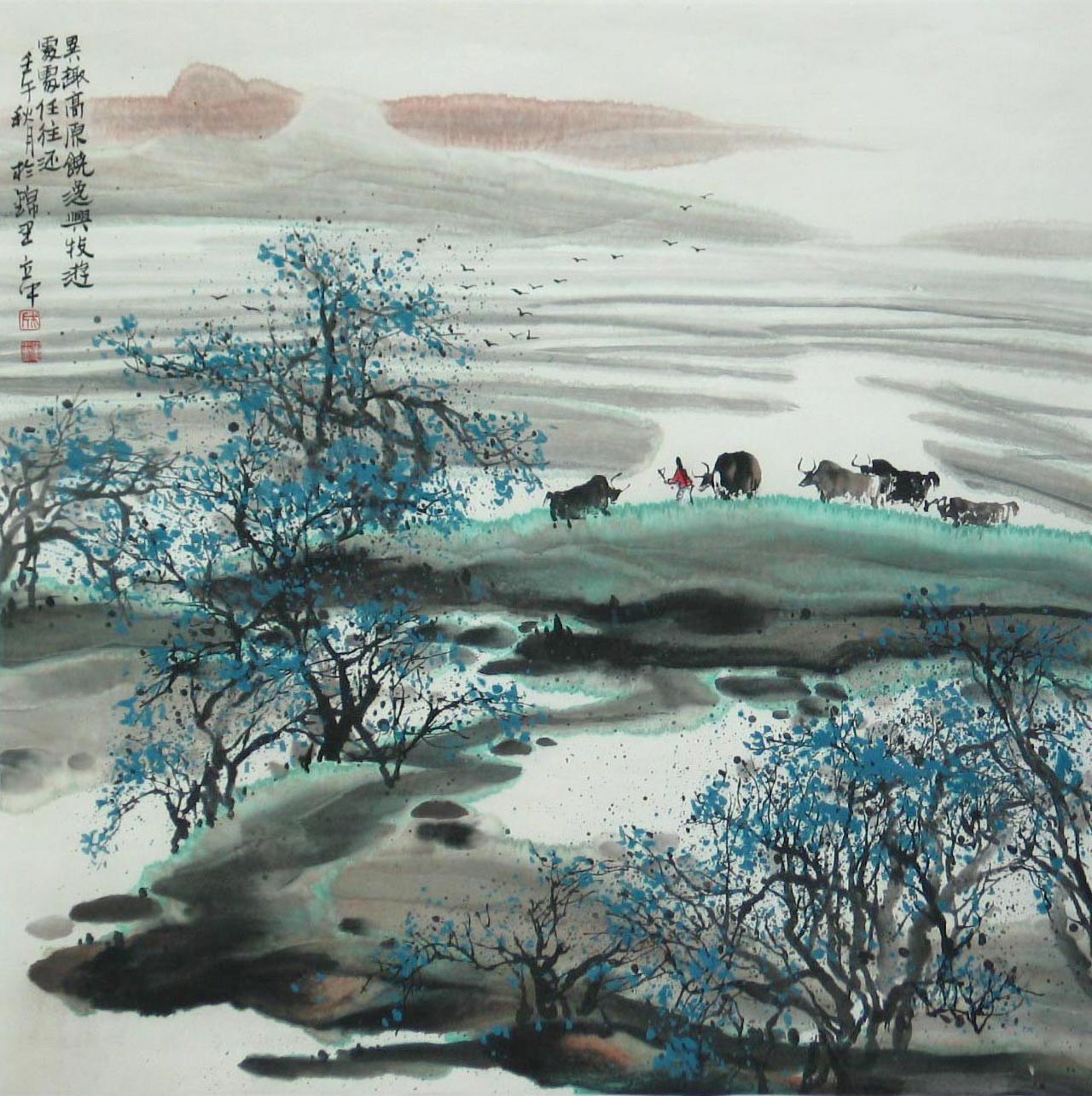 四尺斗4《牧趣图》68×68cm2004年