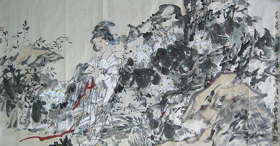 四尺6  《芙蓉花开》  136×70cm