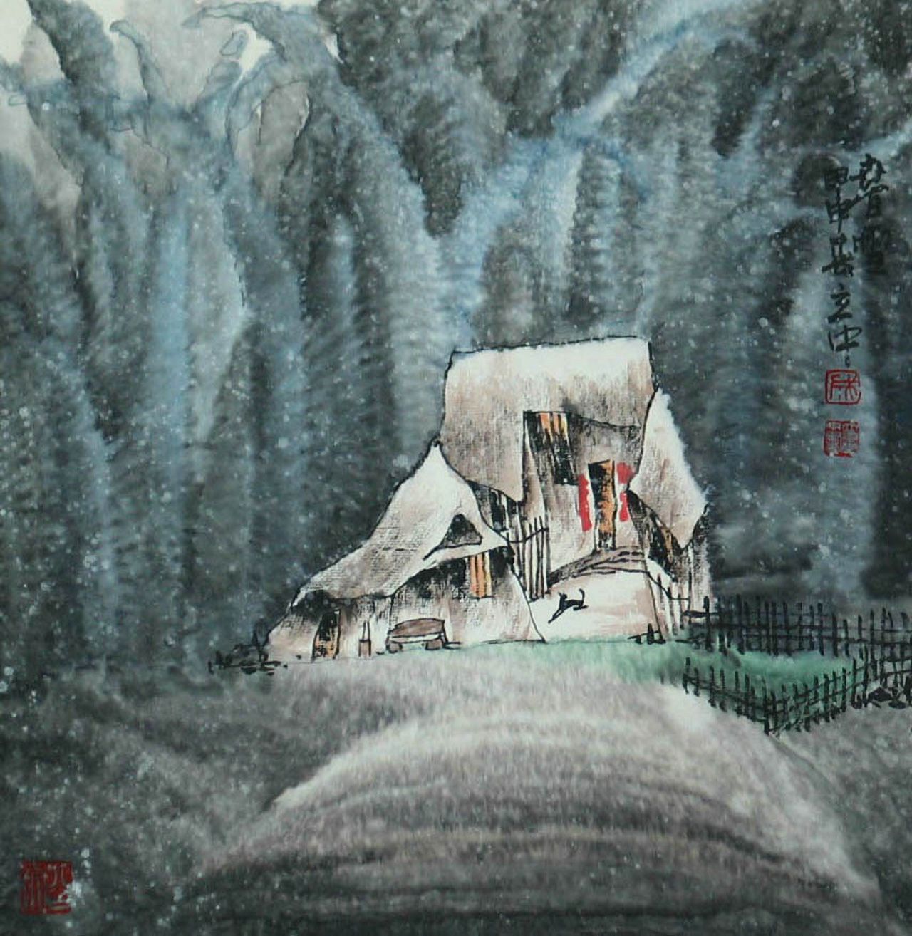 四尺斗11《竹林人家》68×68cm2004年